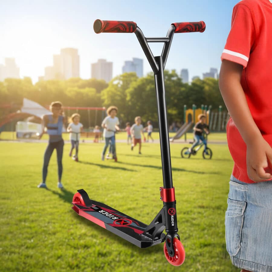 קורקינט פעלולים מקצועי X-Rider בצבע אדום | קורקינט לילדים