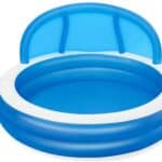 בריכה משפחתית מתנפחת עם ספסל ישיבה מתנפח וגגון