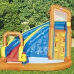 מתקן קפיצה מתנפח פארק מים + מגלשה + קיר טיפוס + שכשוכית ותותח מים