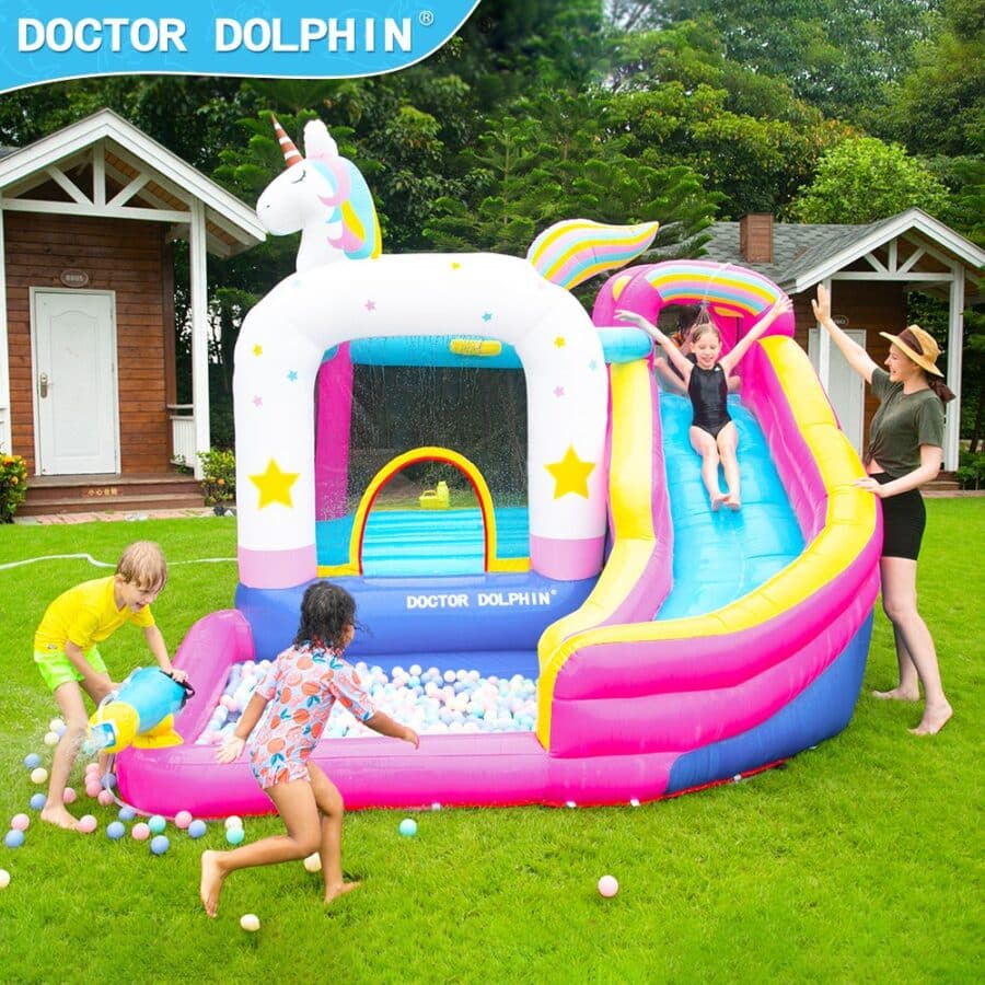 ⁦מתנפח מים חד קרן קשת בענן W63103 מבית Doctor Dolphin⁩ – תמונה ⁦2⁩