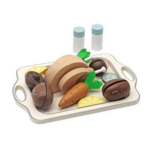 YRZ צעצוע עץ בצורת אוכל על מגש | משחקי עץ לילדים