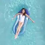 מזרן מתנפח אובלי צף עם כרית ראש ורשת בתחתית בצבע כחול|160X84 סמ | דגם 43103B| BESTWAY