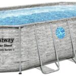 בריכת BESTWAY אולטרה אובלית 122*274*549 דמוי ראטן+4 חלונות, דגם 56716+משאבת פילטר 1500 גלון+כיסוי+סולם