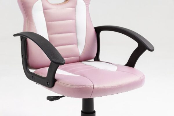 כיסא תלמיד ארגונומי לנוער עם ידיות בצבע ורוד ולבן | דגם LEVEL UP | מק"ט 301A-PW