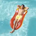 מזרן מתנפח אובלי צף עם כרית ראש ורשת בתחתית בצבע אדום|160X84 סמ | מקט  43103R