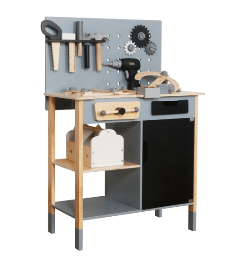 עמדת כלי עבודה איתמר בצבע שחור מעץ לילדים | מקט W03D234B | בית העץ