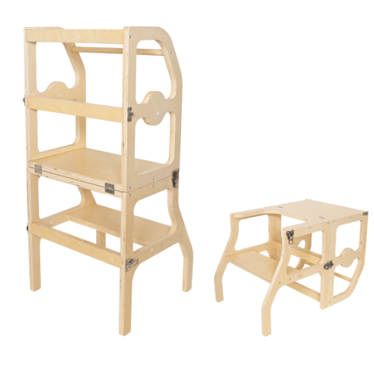 מגדל למידה מתקפל טבעי מעץ לילדים | מקט W08G274E|בית העץ