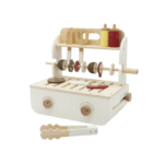 עמדת ברביקיו מעץ לילדים עם אביזרים, שיפודים וכלי משחק | yrz