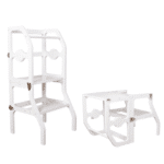 מגדל למידה מתקפל לבן מעץ לילדים | מקט W08G274 |בית העץ