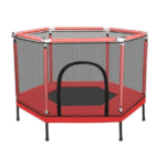 טרמפולינת ילדים משושה אדומה עם רשת בטיחות וכניסה קדמית | yrz