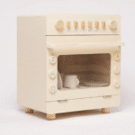 מדיח כלים מעץ לילדים בצבע לבן עם דלת שקופה וכפתורי הפעלה | yrz