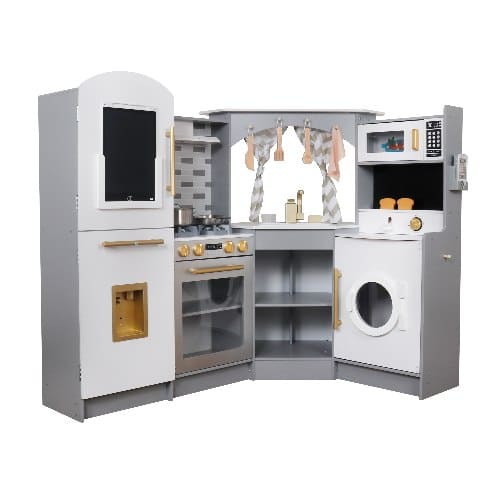 מטבח אדר פינתי מעץ לילדים בצבע אפור | 134X80X99 סמ | מקט W10C933C