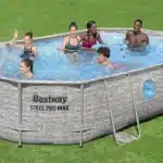 בריכה אובלית אולטרה + משאבת חול 800 גלון + חלונות + סולם + כיסוי