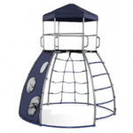 מתקן כיפת טיפוס לילדים עם גגון, רשת טיפוס וסולם מתכת כחול-אפור | yrz