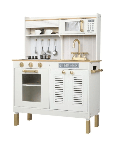 מטבח אלקטרוני מונקו מעץ לילדים לבן משמיע צלילים MONACO מאת בית העץ