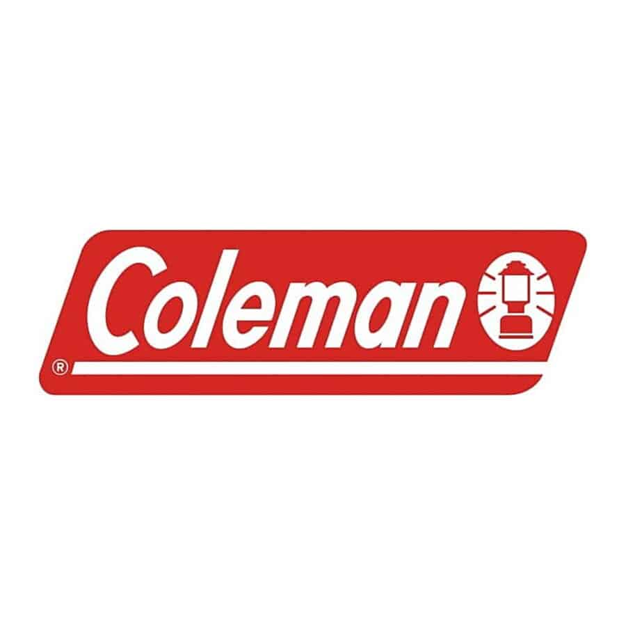 לוגו Coleman באדום ולבן עם סמל פנס | yrz