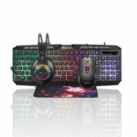 סט גיימינג עם מקלדת RGB, אוזניות, עכבר ומשטח עכבר | yrz