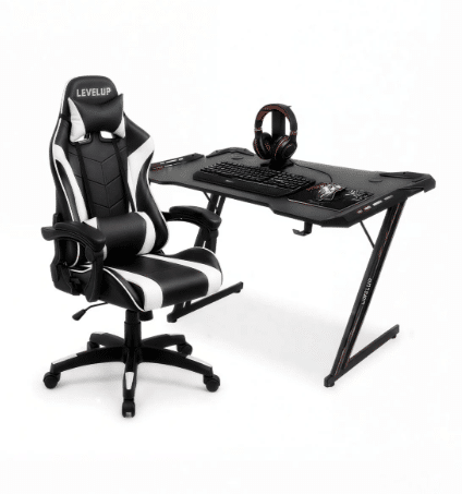 חבילת הגיימינג המושלמת שולחן+כיסא+מקלדת+ עכבר+פד לעכבר+אוזניות+ מיקרופון GAMINGBAN2024 מבית LEVEL UP