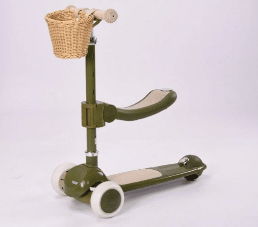 קורקינט וינטג עם מושב סלסלת קש בצבע ירוק 28827G מסדרת Retro line