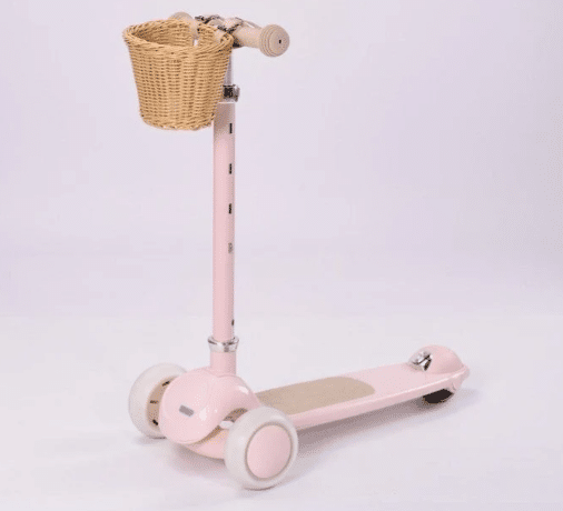 קורקינט וינטג עם סלסלת קש בצבע ורוד 28810P מסדרת Retro line