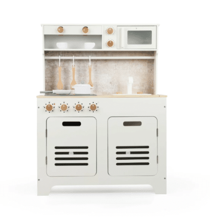 מטבח לילדים מעץ אלקטרוני מילאנו בצבע לבן