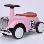 בימבה וינטג׳ ורודה לפעוטות עם הגה שחור, מושב חום ומספר 6 בצד