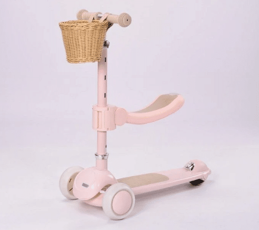 קורקינט וינטג עם מושב סלסלת קש בצבע ורוד 28827P מסדרת Retro line