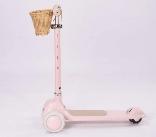 ⁦קורקינט וינטג עם סלסלת קש בצבע ורוד 28810P מסדרת Retro line⁩ – תמונה ⁦3⁩