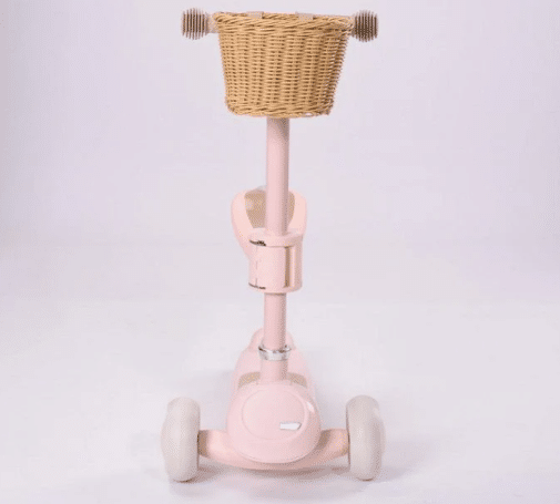 ⁦קורקינט וינטג עם מושב סלסלת קש בצבע ורוד 28827P מסדרת Retro line⁩ – תמונה ⁦4⁩