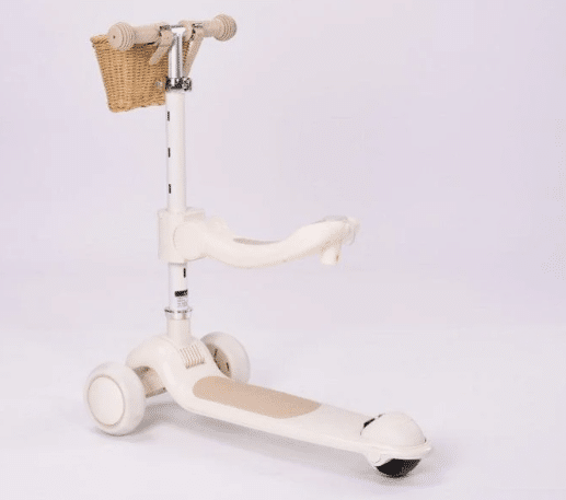 ⁦קורקינט וינטג עם מושב סלסלת קש בצבע שמנת 28827SH מסדרת Retro line⁩ – תמונה ⁦3⁩