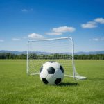 כדורגל מול שער קטן על דשא בשדה פתוח | yrz