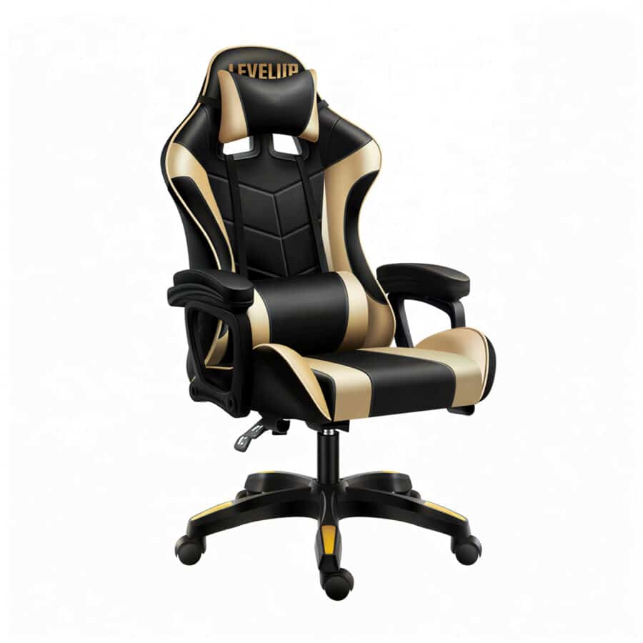 כיסא גיימינג בצבע זהב