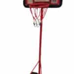 מתקן כדורסל לילדים עם לוח שקוף, טבעת אדומה ובסיס שחור | yrz