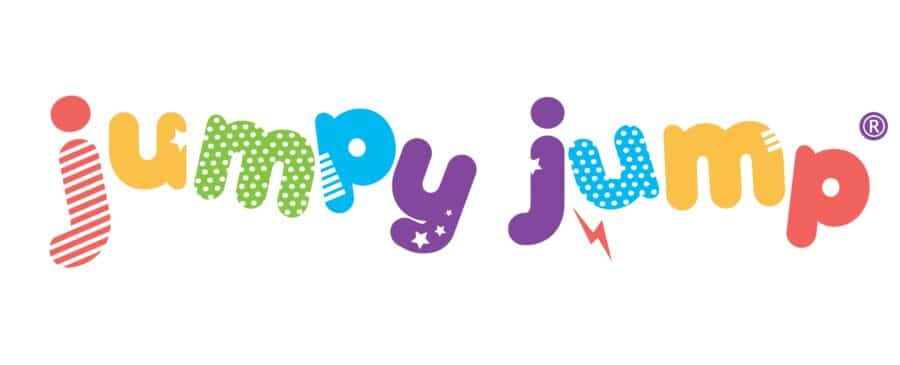 לוגו צבעוני של Jumpy Jump על רקע לבן | yrz