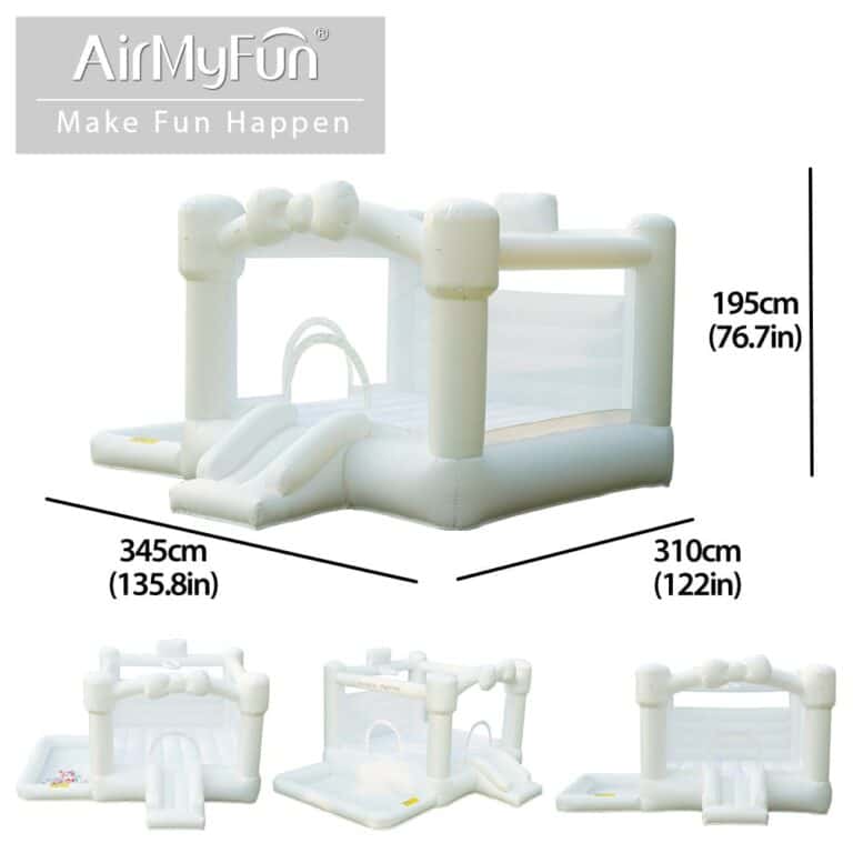 מתנפח טירה לבנה עם מגלשה ומידות 345×310×195 ס"מ | yrz
