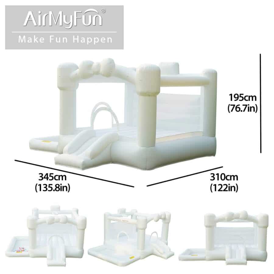 מתנפח טירה לבנה עם מגלשה ומידות 345×310×195 ס"מ | yrz