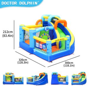מתנפח בית קופצני DOCTOR DOLPHIN עם מגלשה, במידות 326x300x212 ס"מ | yrz