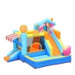 מתנפח קפיצה צבעוני בעיצוב חנות ממתקים עם מגלשה ורשת בטיחות | yrz