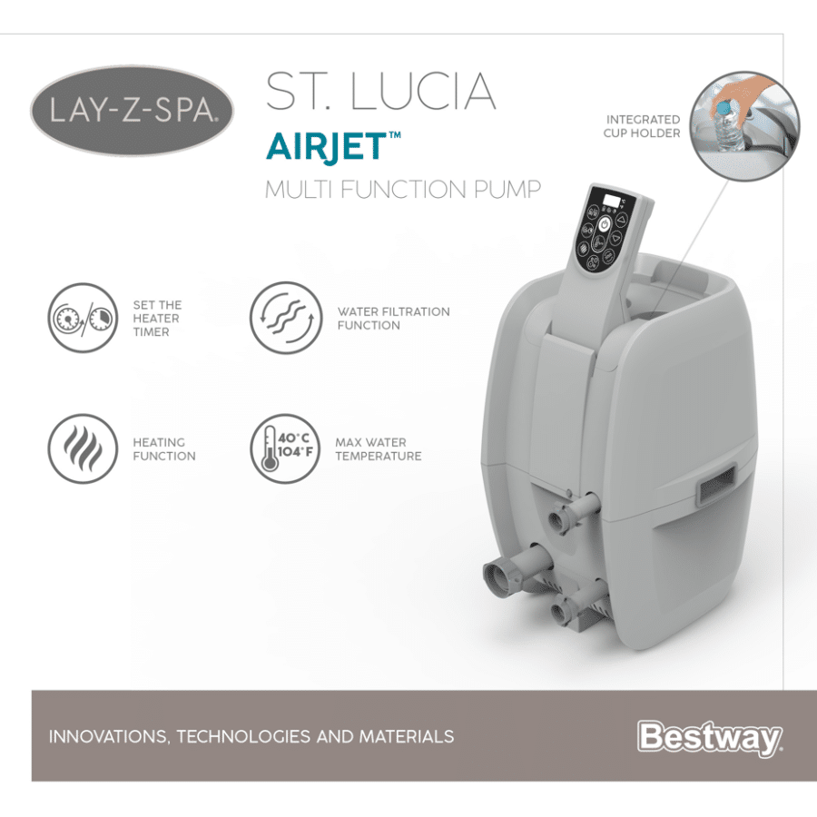 ⁦ג'קוזי מתנפח סנט לוסיה (170X169X66 סמ) 60037 ST.LUCIA מבית Bestway⁩ – תמונה ⁦2⁩