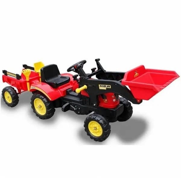 fd8ce301-fc5d-4cf0-8f8a-a7edc968f0ba טרקטור פדלים לילדים עם כף קדמית עולה ויורדת ועגלה מתחברת ו 2 כלי חפירה צבע אדום מקט 3005R – תמונה 1