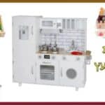 PACKTZA2 חבילת צעצועץ - הכולל מטבח דגם אביתר, מצנם מעץ, ערכת גלידריה,ערכת תה מעץ ומגש פירות מעץ