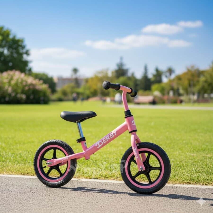 ⁦אופני איזון ודחיפה לרכיבה יציבה לילדים בצבע ורוד מבית DERBY⁩ – תמונה ⁦2⁩