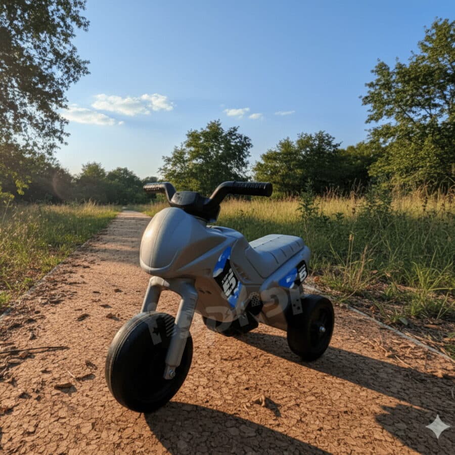 ⁦בימבה יטבתה אופנוע בצבע אפור עם גלגלים כחולים יטבתה5⁩ – תמונה ⁦2⁩