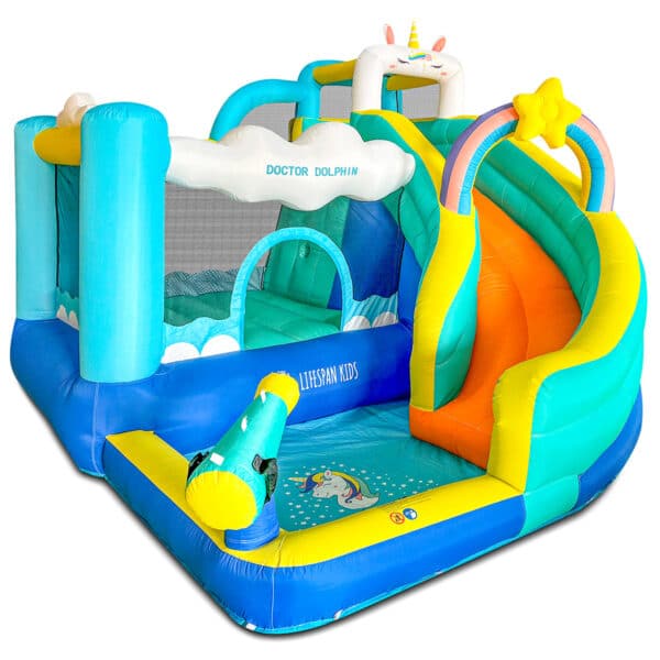 מתקן מתנפח עם מגלשה חד קרן דגם W73056T מבית Doctor Dolphin