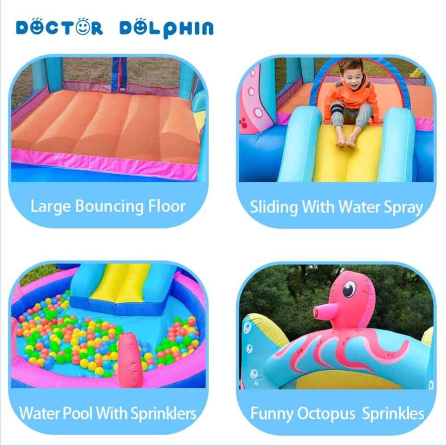 ⁦מתנפח מים עם מגלשה תמנון W63104 מבית Doctor Dolphin⁩ – תמונה ⁦4⁩