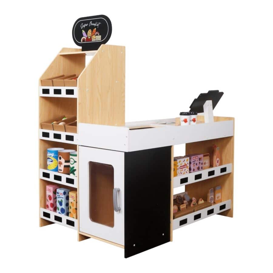 ⁦עמדת סופר עם קופה מעץ לילדים W10A214 מאת בית העץ⁩ – תמונה ⁦3⁩