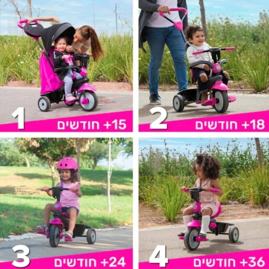 ⁦תלת אופן בעל 4 מצבי נסיעה SWING DLX צבע ורוד 798687⁩ – תמונה ⁦2⁩