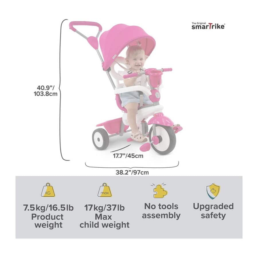 ⁦תלת אופן בעל 4 מצבי נסיעה BREEZE PLUS צבע ורוד 403353⁩ – תמונה ⁦4⁩