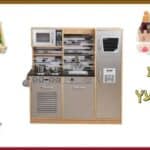 PACKTZA3 חבילת צעצועץ - הכולל מטבח דגם גבריאל, מצנם מעץ, ערכת גלידריה,ערכת תה מעץ ומגש פירות מעץ