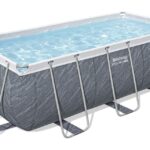בריכת מסגרת מלבנית Bestway Steel Pro Max בעיצוב שברון, מלאה במים | yrz